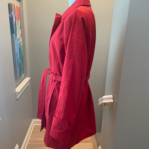 Towne Collection Red Trench Coat Jacket Large London Fog - Picture 3 of 13